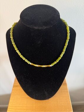 Green Beaded Bamboo-Style Necklace